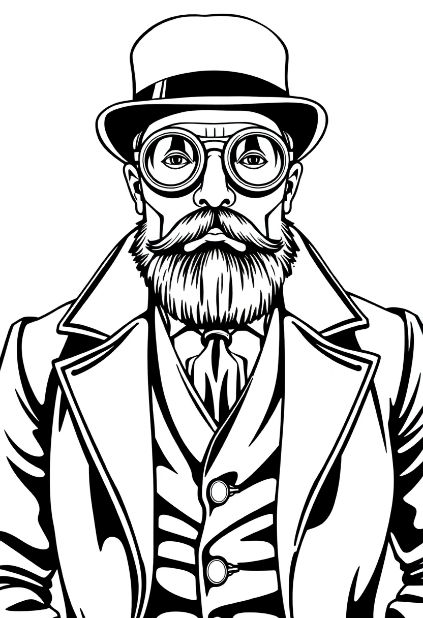 Victorian Gentleman with Goggles coloring page, free printable