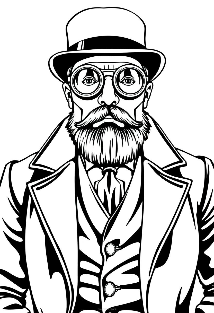 Victorian Gentleman with Goggles coloring page for kids