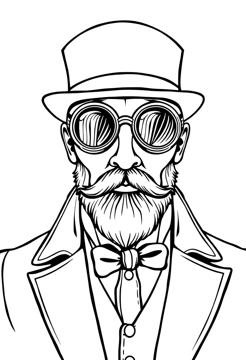 Victorian Gentleman with Goggles coloring page, free printable