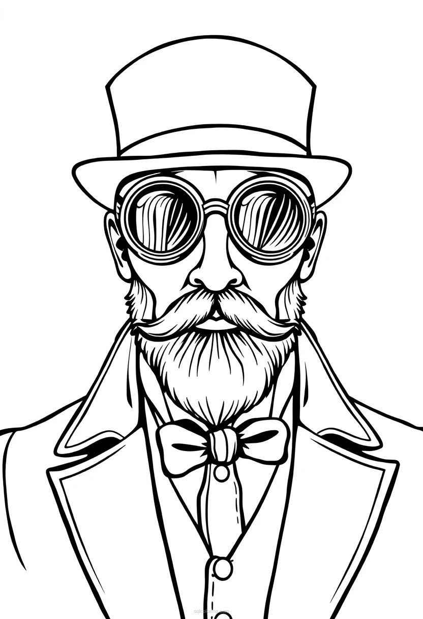 Victorian Gentleman With Goggles coloring pages