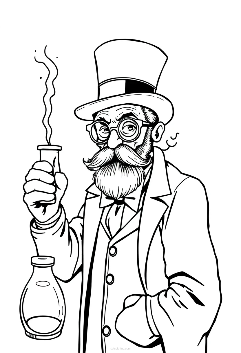 Victorian Mad Scientist coloring page for kids