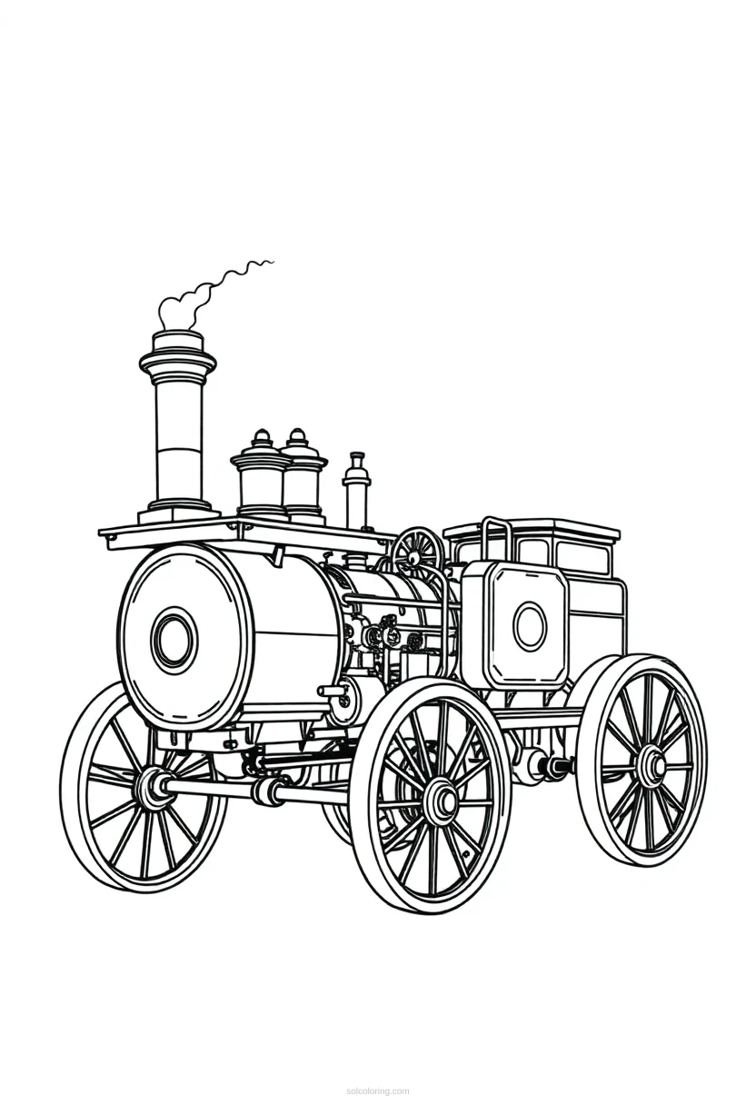 Victorian Steam Car coloring page for kids
