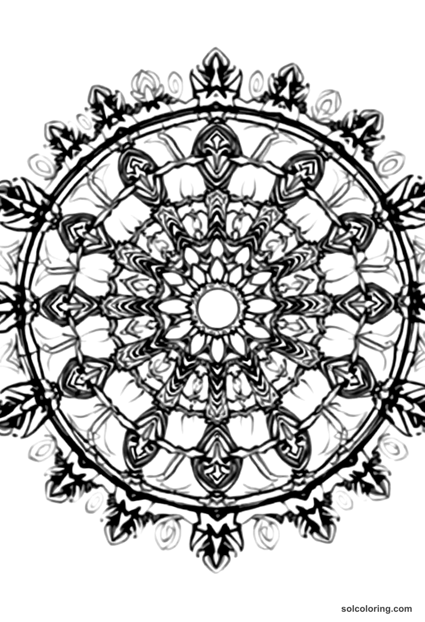 Mandala Victorian World's Fair Exhibition Hall coloring page, free printable mandala style