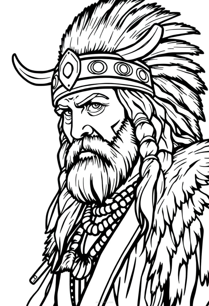 Viking Chief coloring page for kids