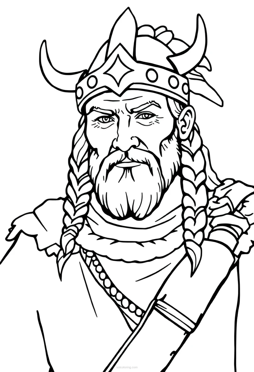 Viking Chief coloring page for kids