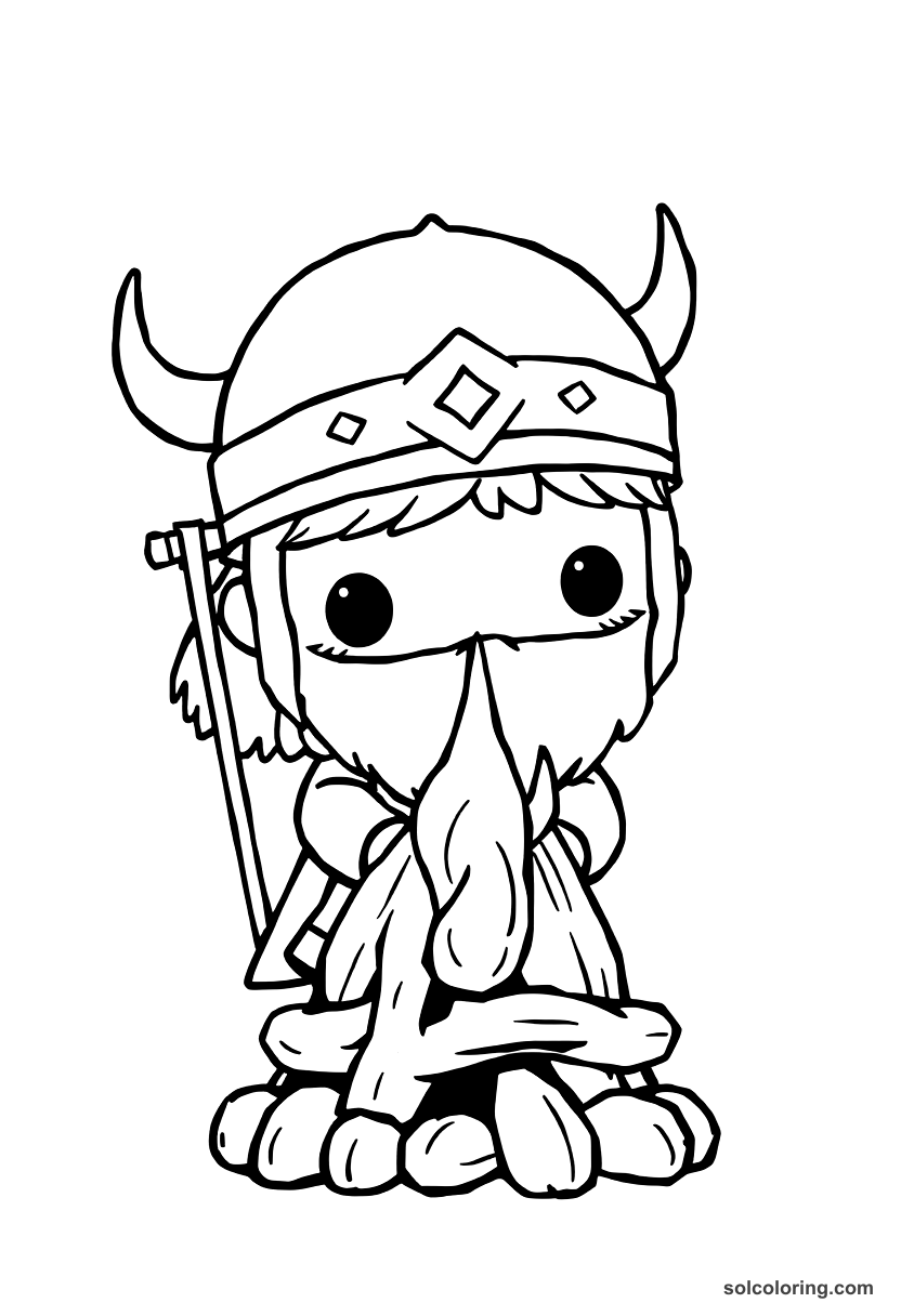 Chibi Viking Funeral Pyre Ceremony coloring page, free printable chibi style