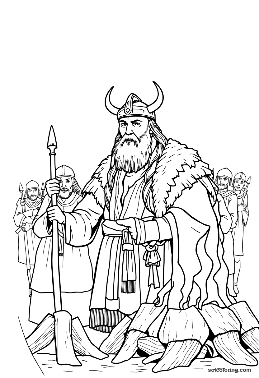 Viking Funeral Pyre Ceremony coloring pages
