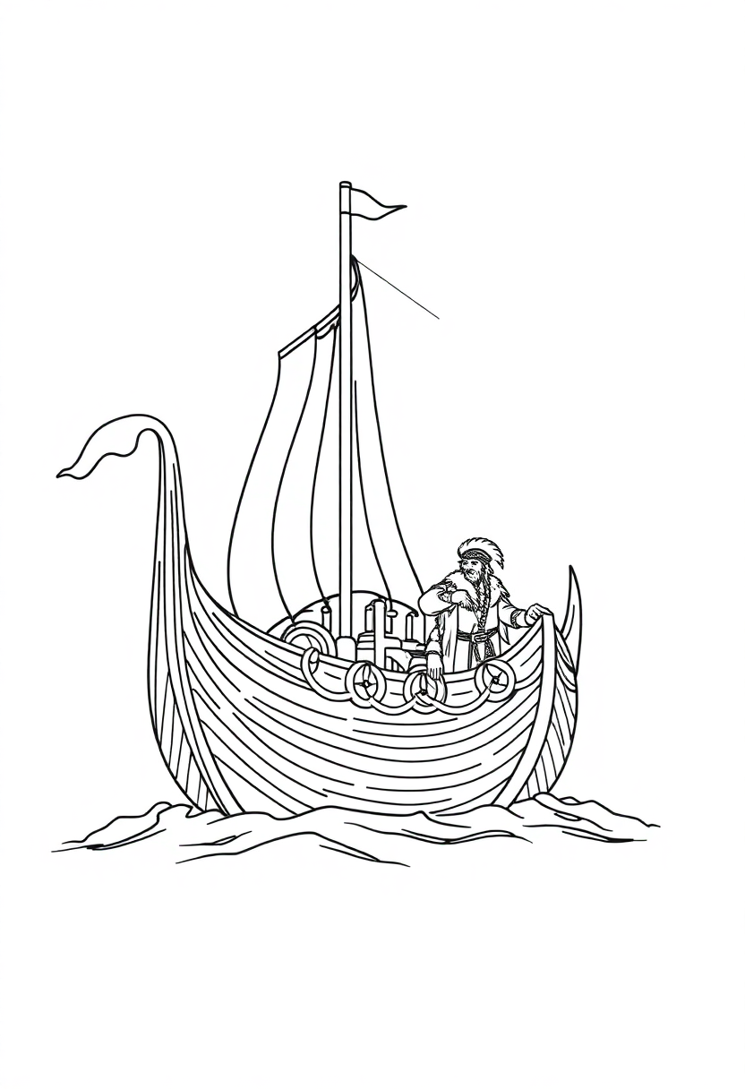 Viking Longship coloring page, free printable