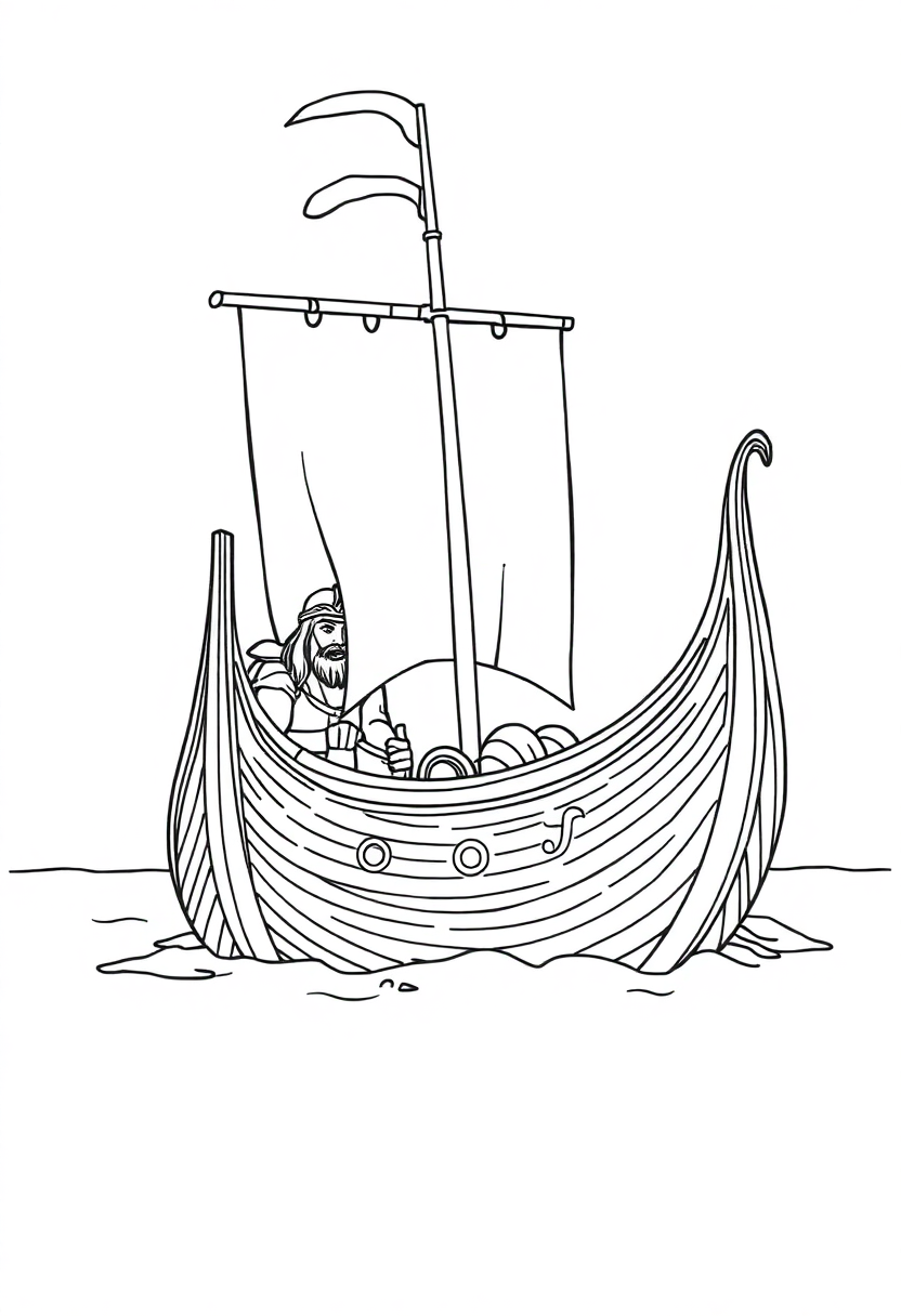 Viking Longship coloring page, free printable