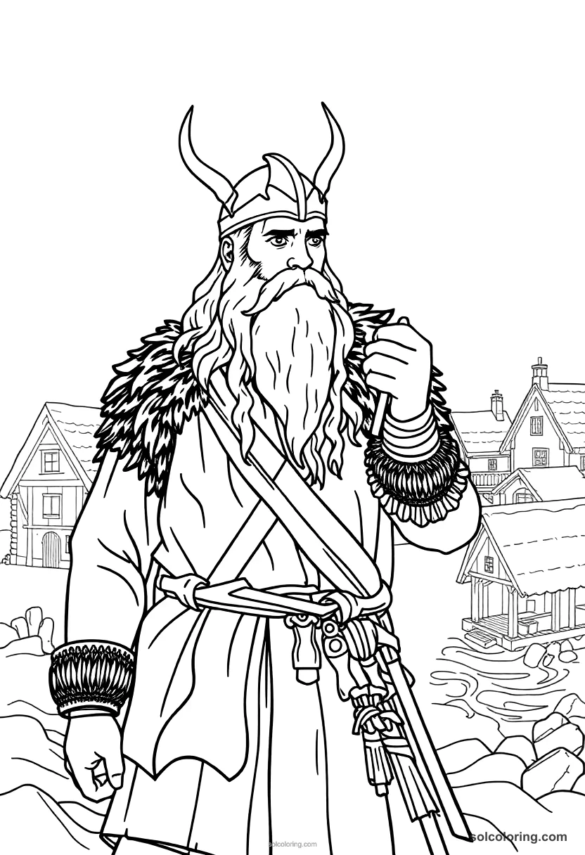 Viking Raid On A Coastal Village coloring pages