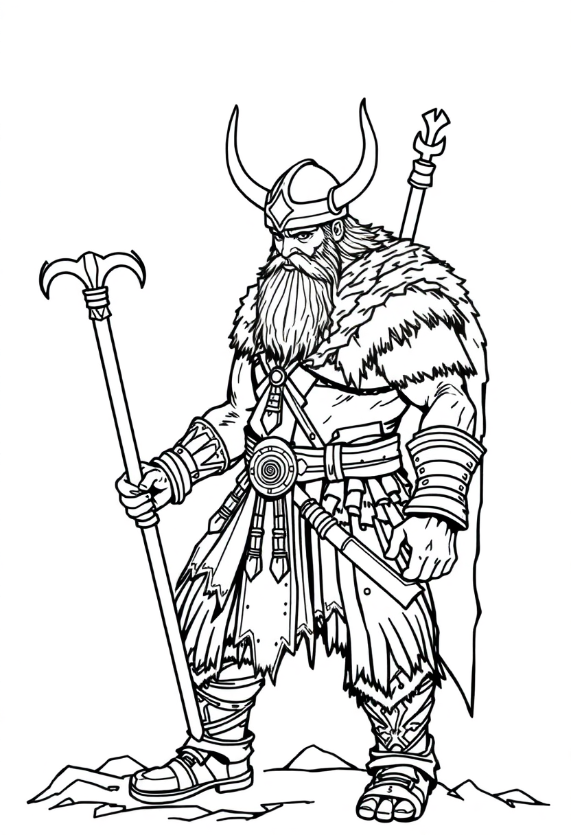 Viking Warrior coloring page, free printable