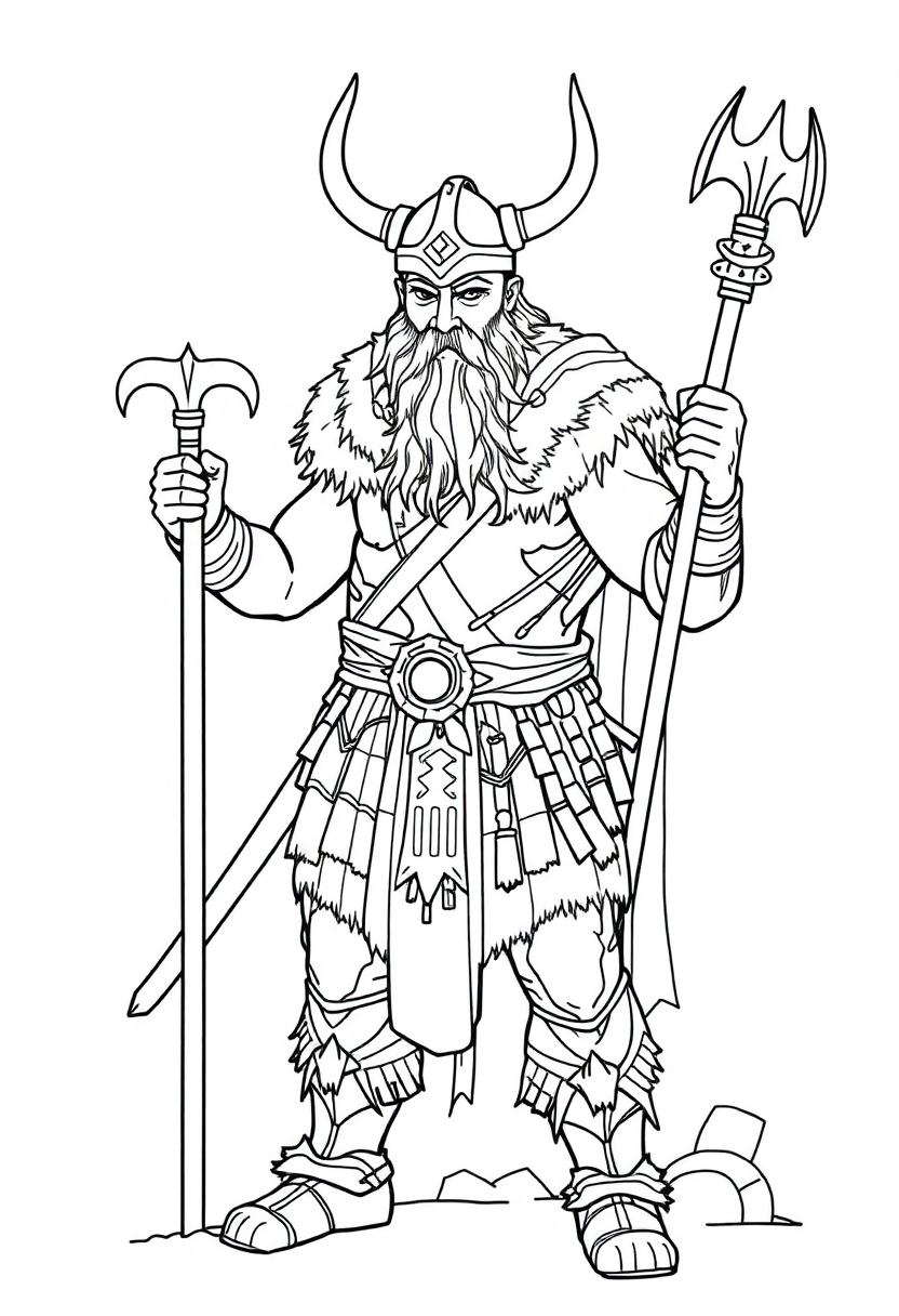 Viking Warrior coloring page, free printable