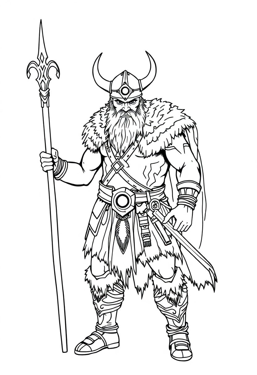 Viking Warrior coloring page, free printable