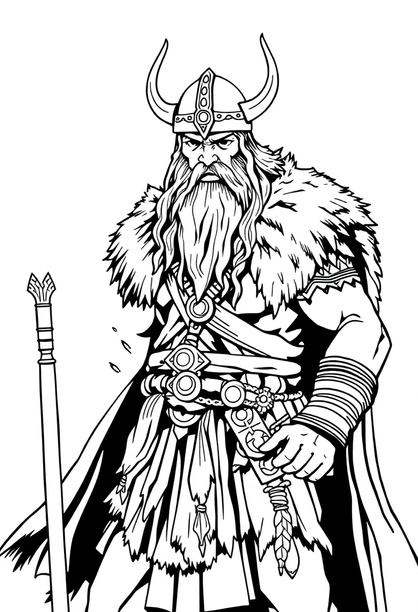 Viking Warrior coloring page, free printable