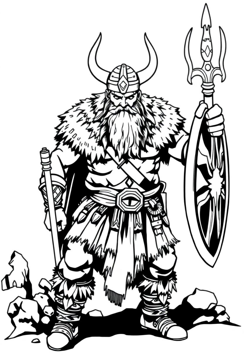 Viking Warrior coloring page, free printable