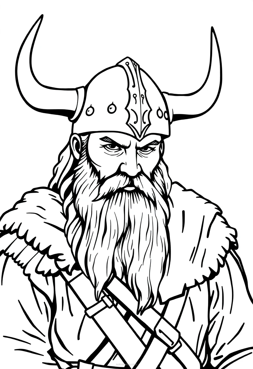 Viking Warrior With Horned Helmet coloring pages
