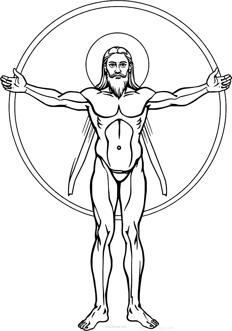 Vitruvian Man Drawing coloring page for kids