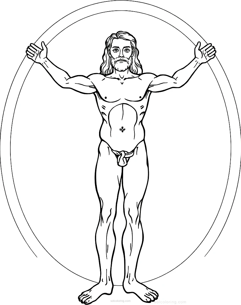Vitruvian Man Drawing coloring page for kids