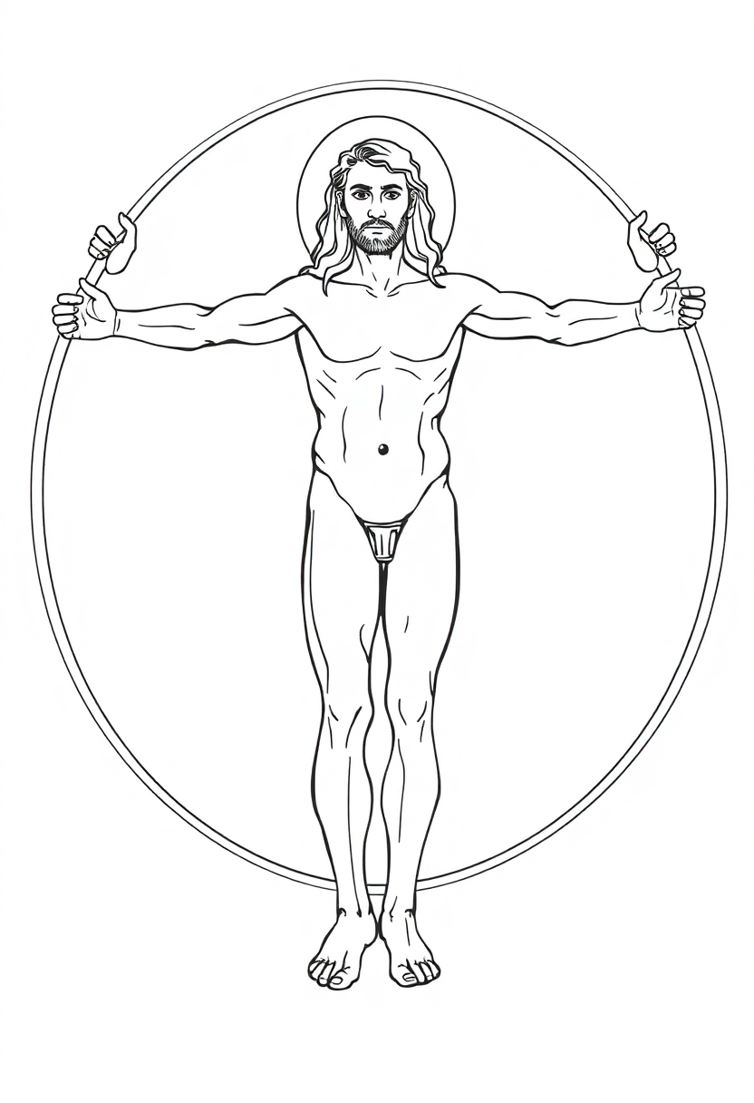 Vitruvian Man Drawing coloring page, free printable