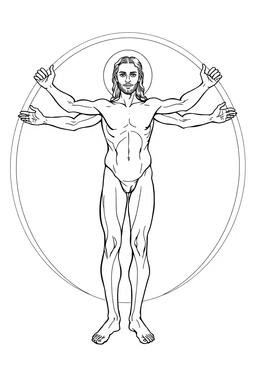 Vitruvian Man Drawing coloring page, free printable