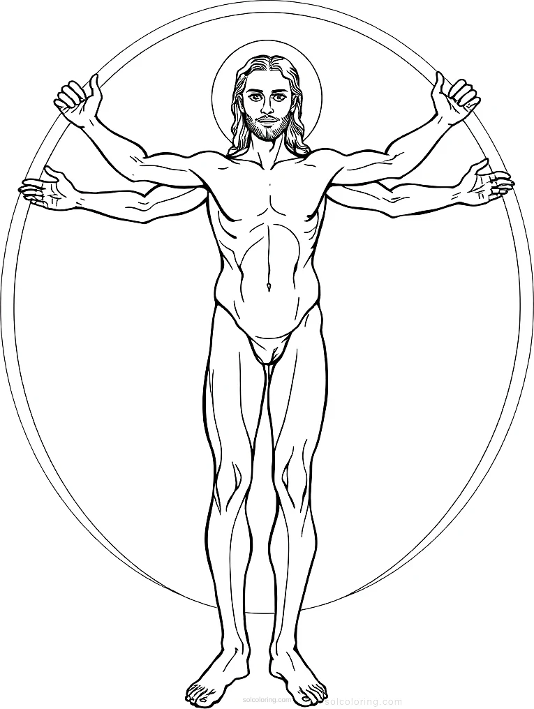 Vitruvian Man Drawing coloring page for kids