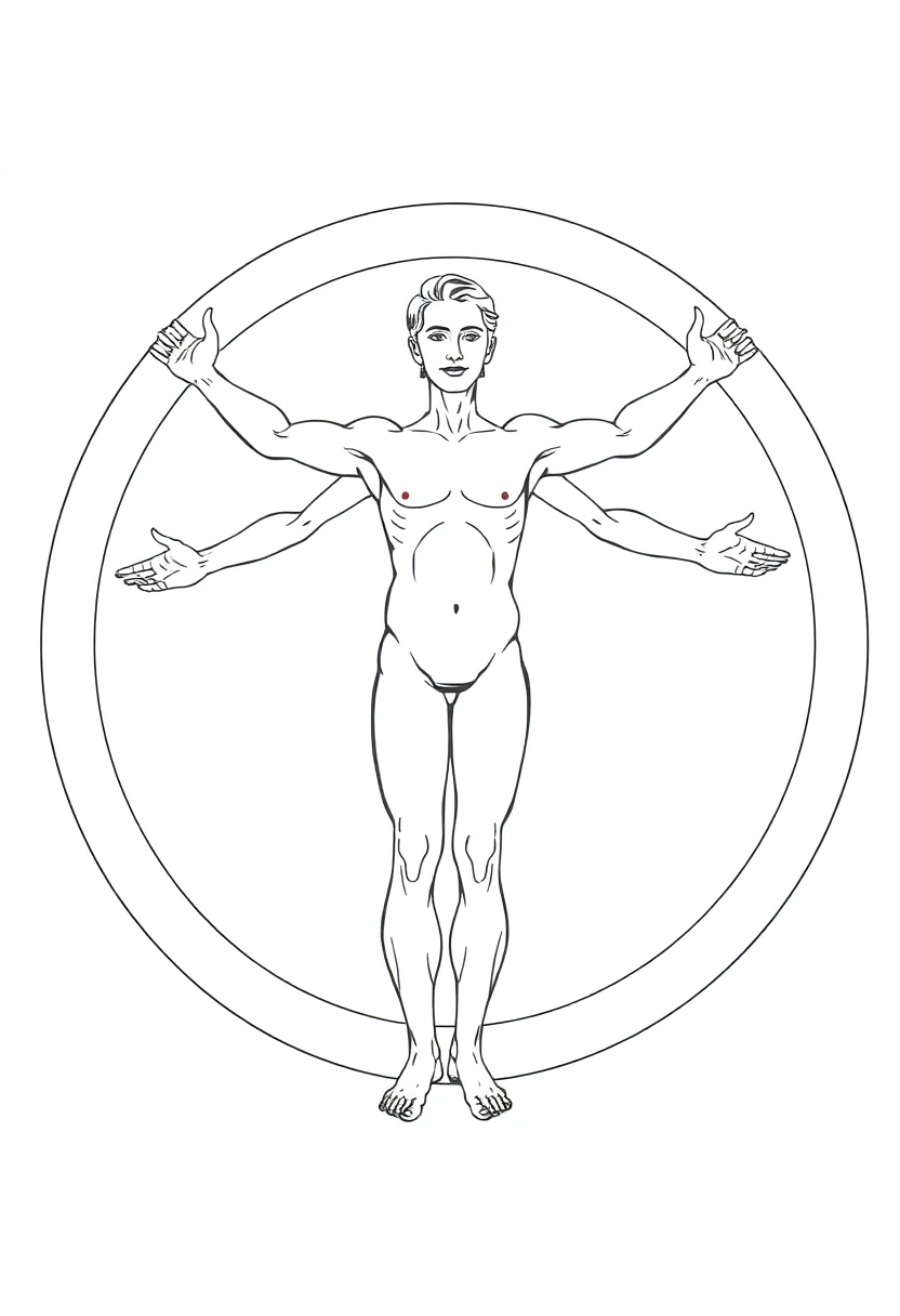 Vitruvian Man Drawing coloring page, free printable