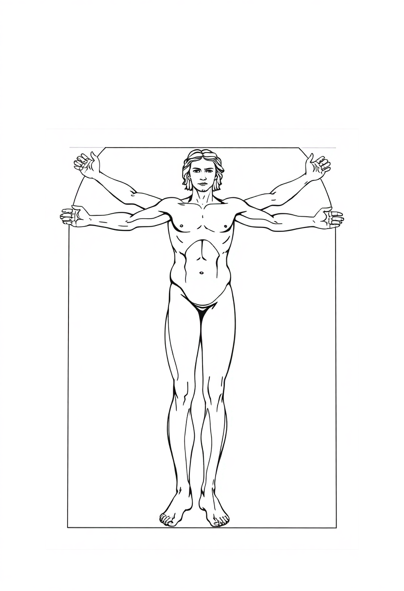 Vitruvian Man Drawing coloring page, free printable