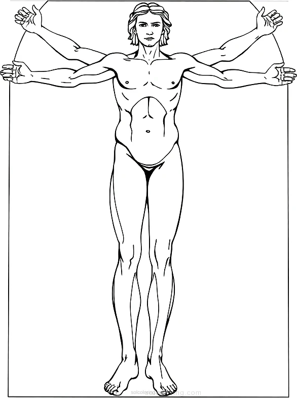 Vitruvian Man Drawing coloring page for kids