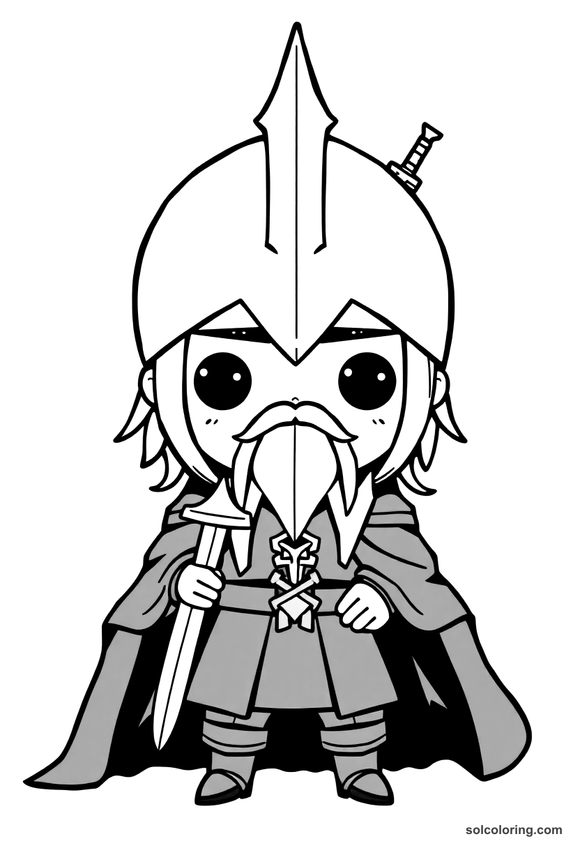Chibi Vlad III the Impaler of Wallachia coloring page, free printable chibi style for kids and adults