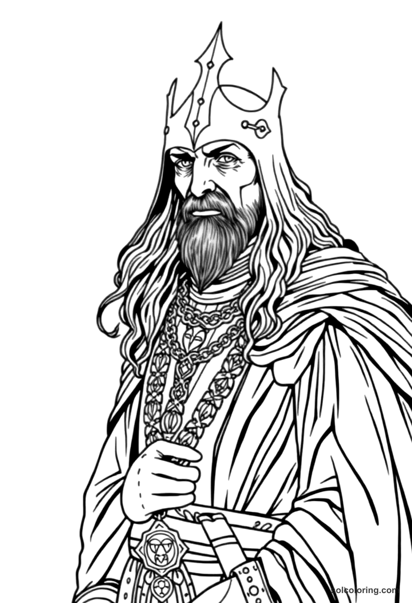Vlad III the Impaler of Wallachia coloring page, free printable detailed style