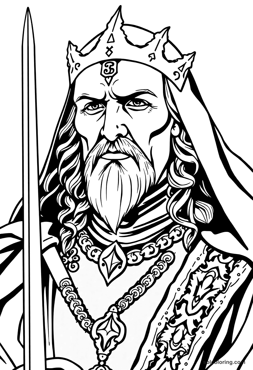 Vlad III the Impaler of Wallachia coloring page, free printable realistic style
