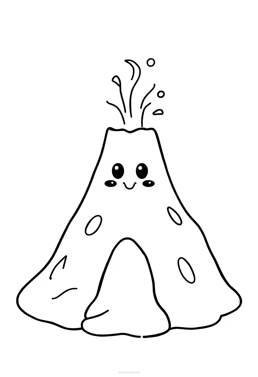 Volcano coloring page for kids