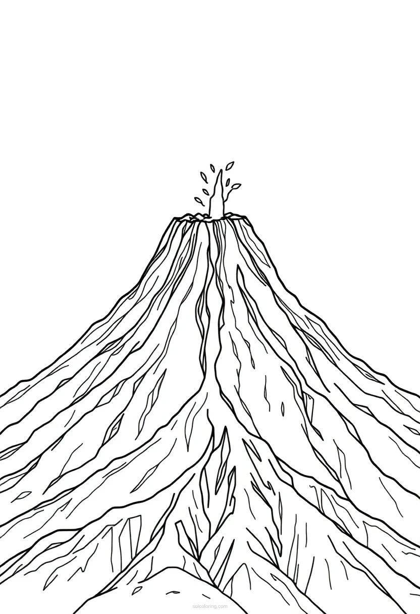 Volcano coloring page for kids