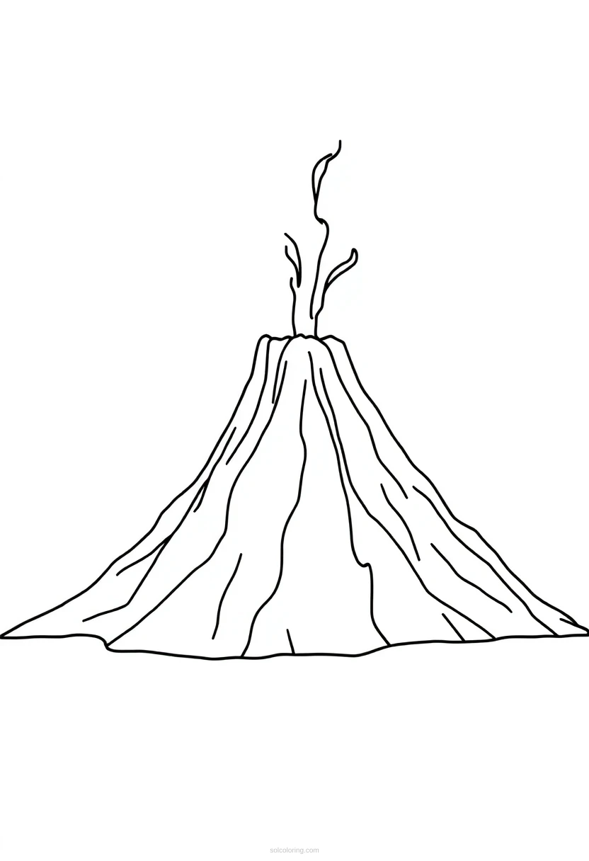 Volcano coloring page for kids
