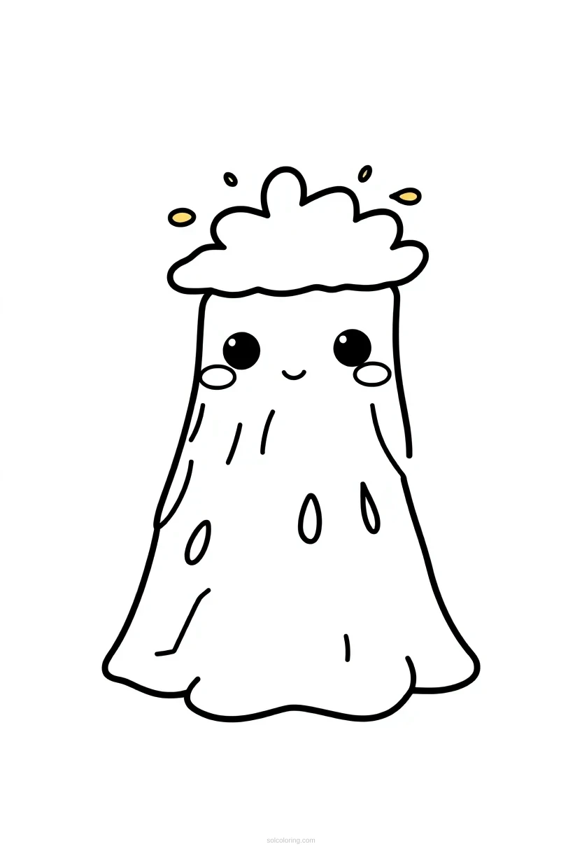 Volcano coloring page for kids