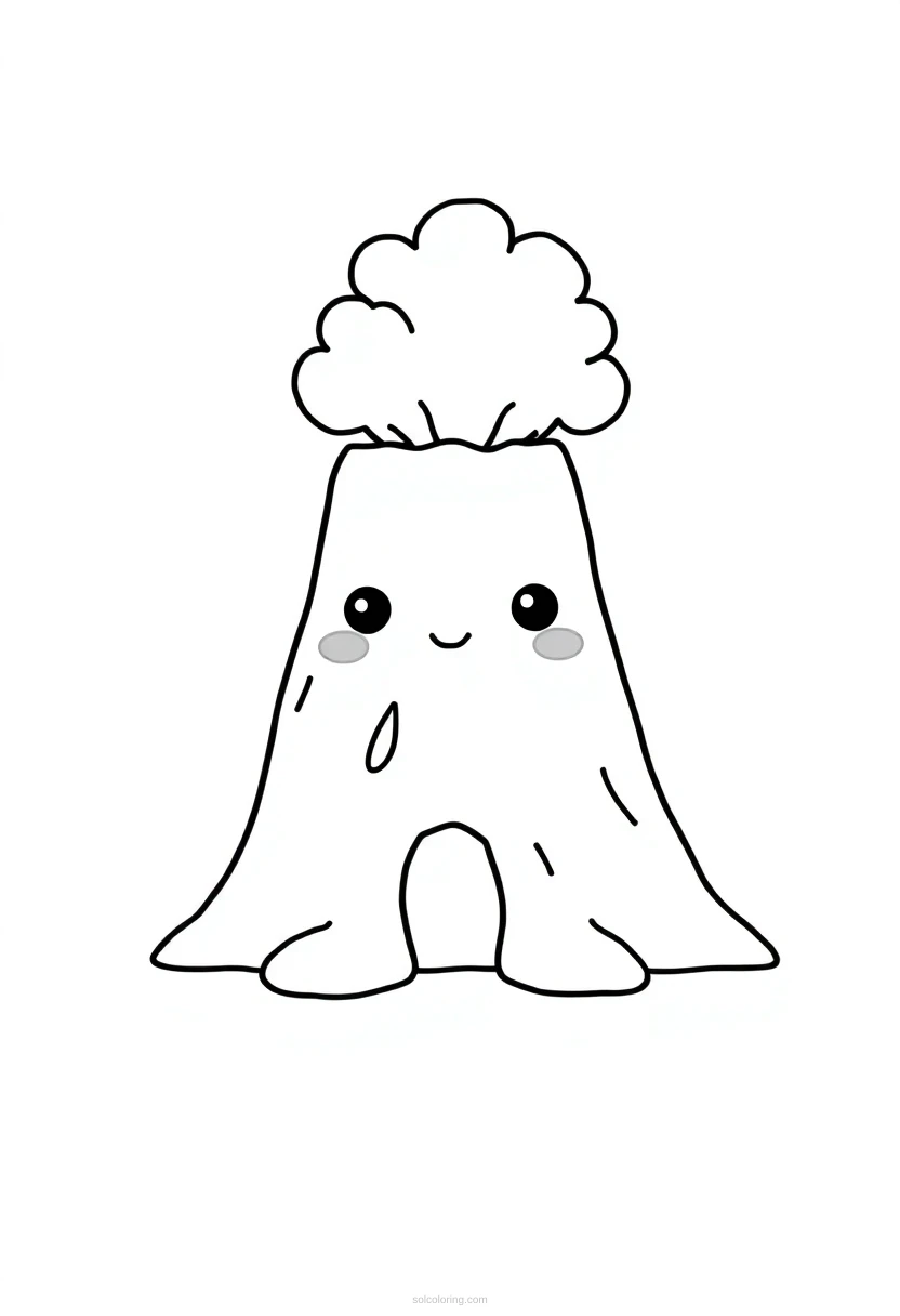 Volcano coloring page for kids
