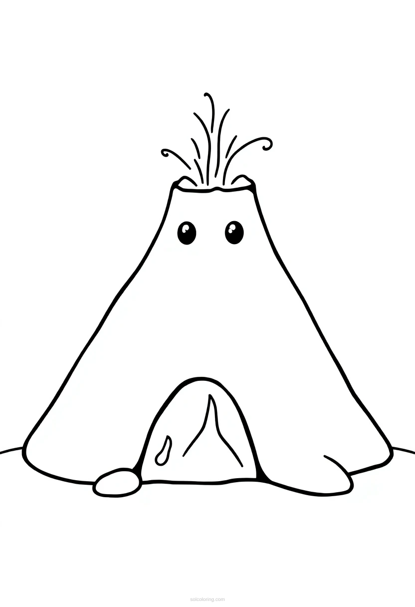 Volcano coloring page for kids