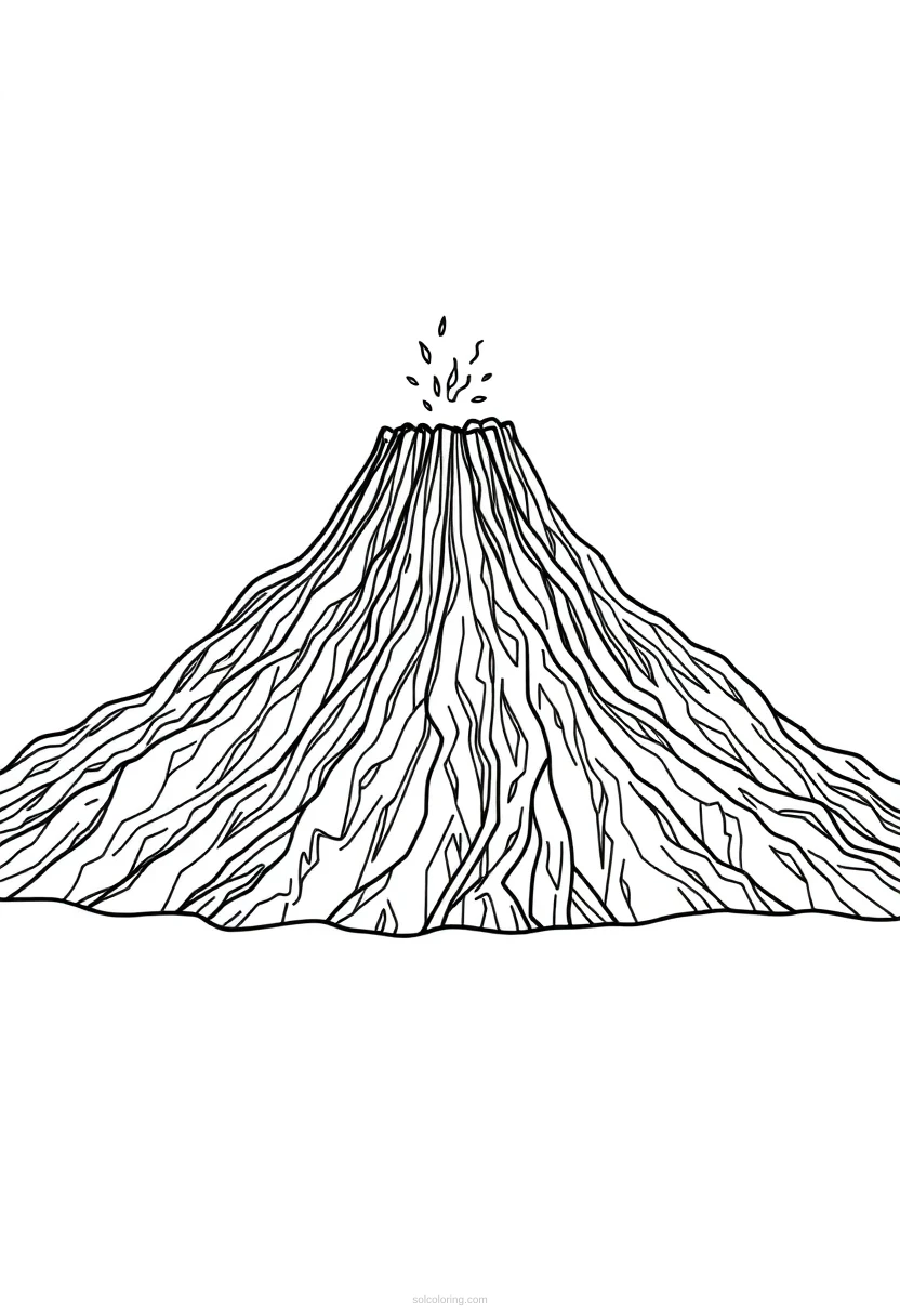 Volcano coloring page for kids
