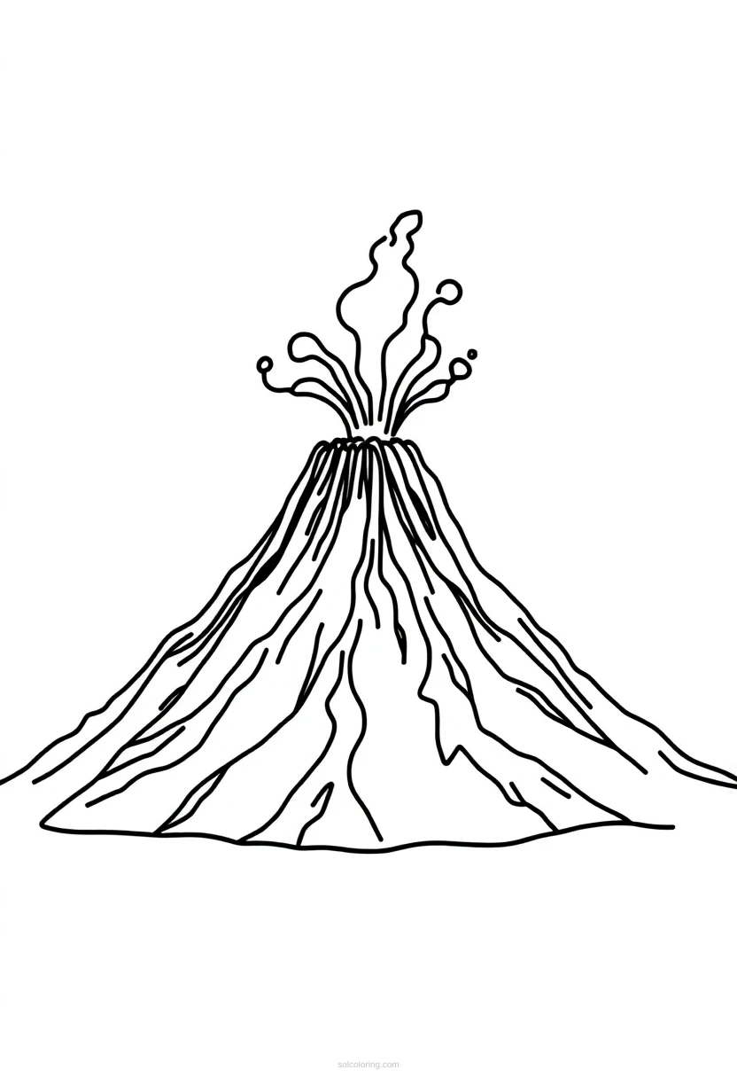 Volcano coloring page for kids