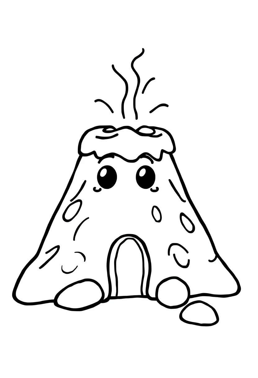 Volcano coloring page, free printable