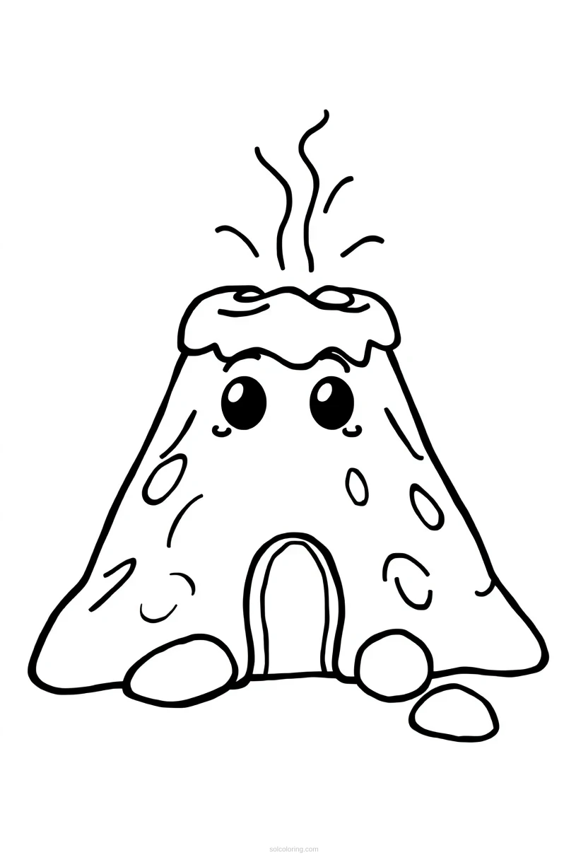 Volcano coloring page for kids