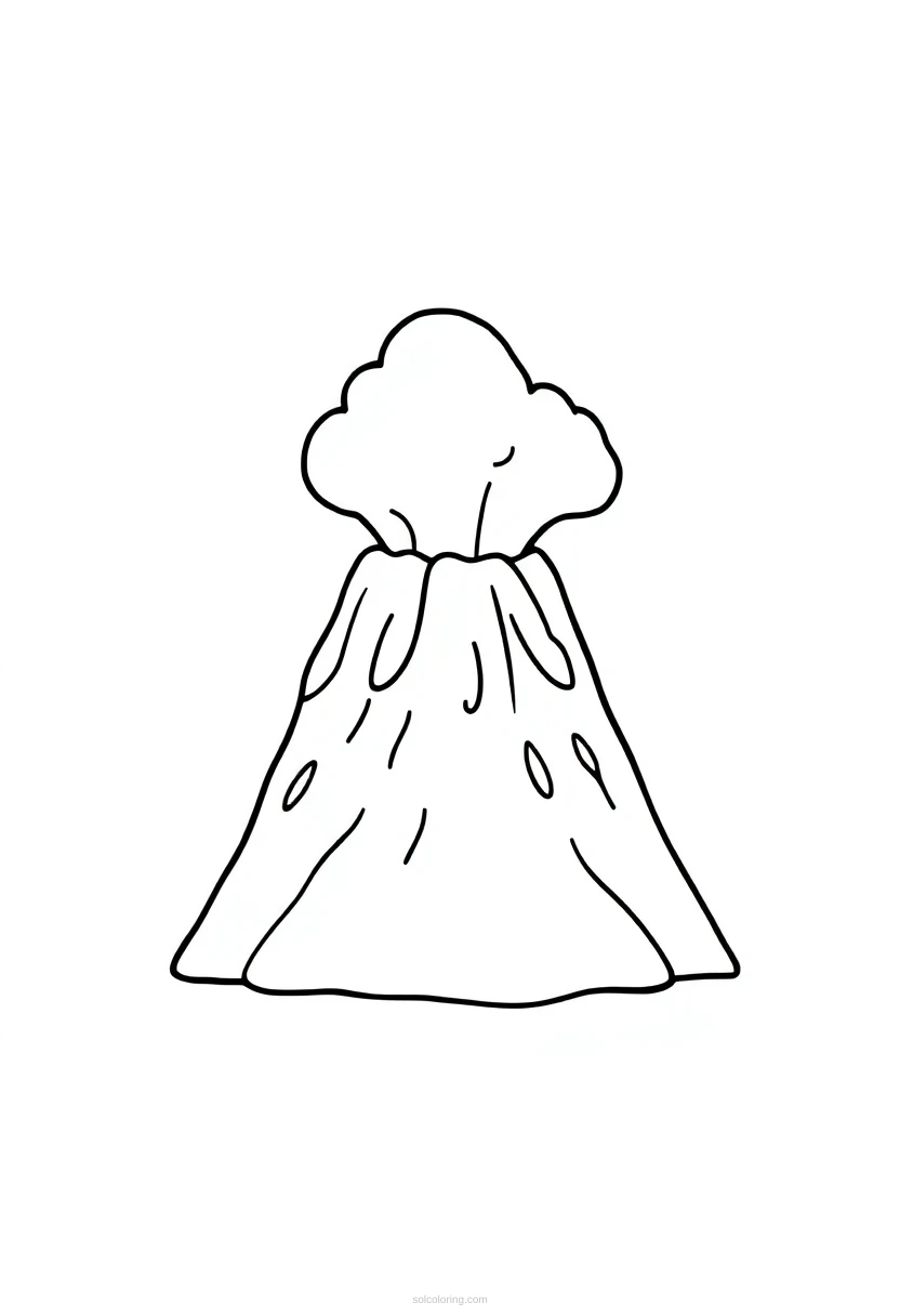 Volcano coloring page for kids