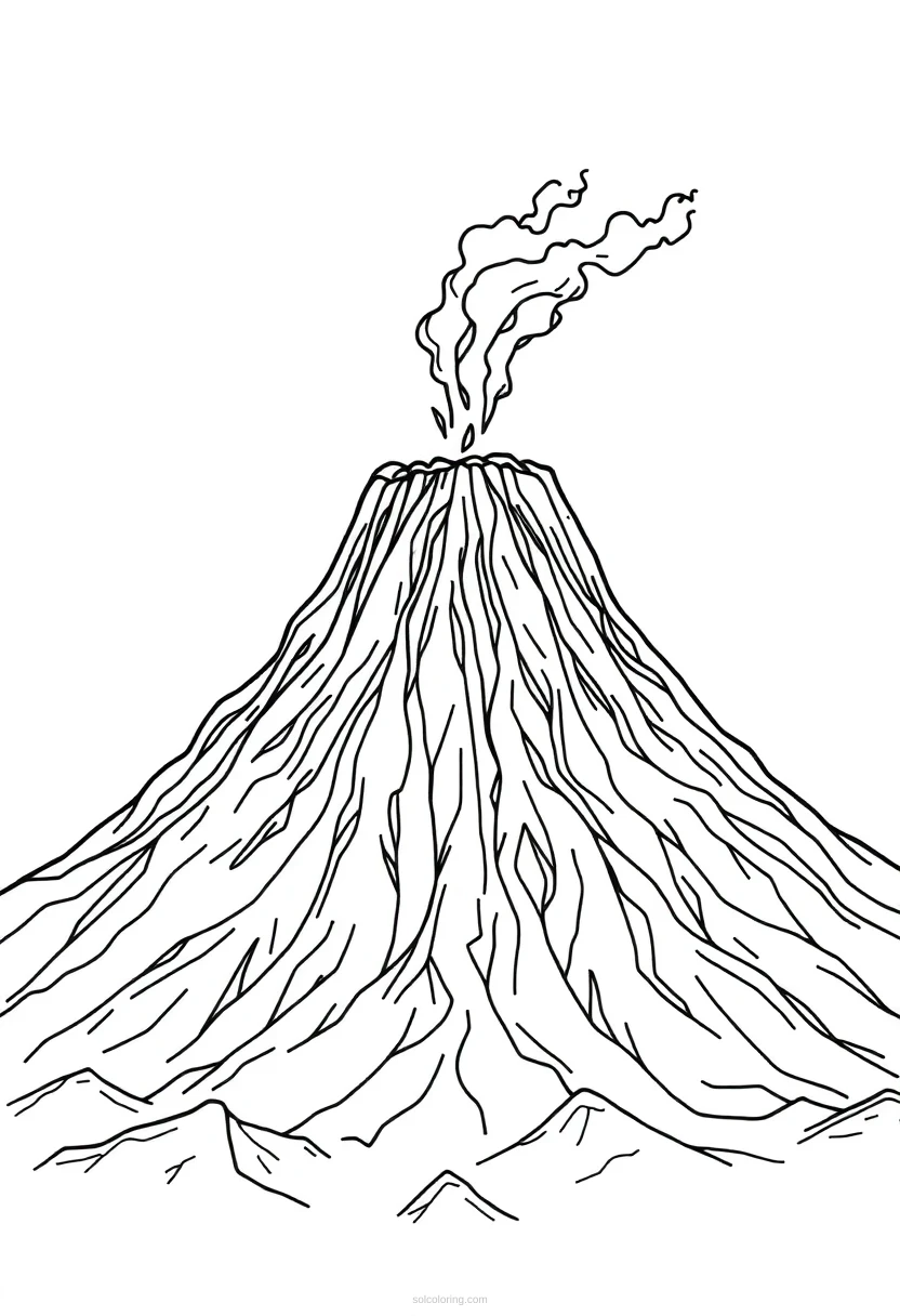 Volcano Mandala coloring page for kids