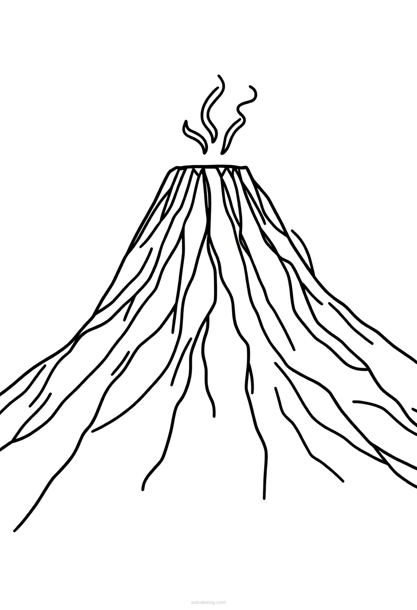 Volcano coloring page for kids