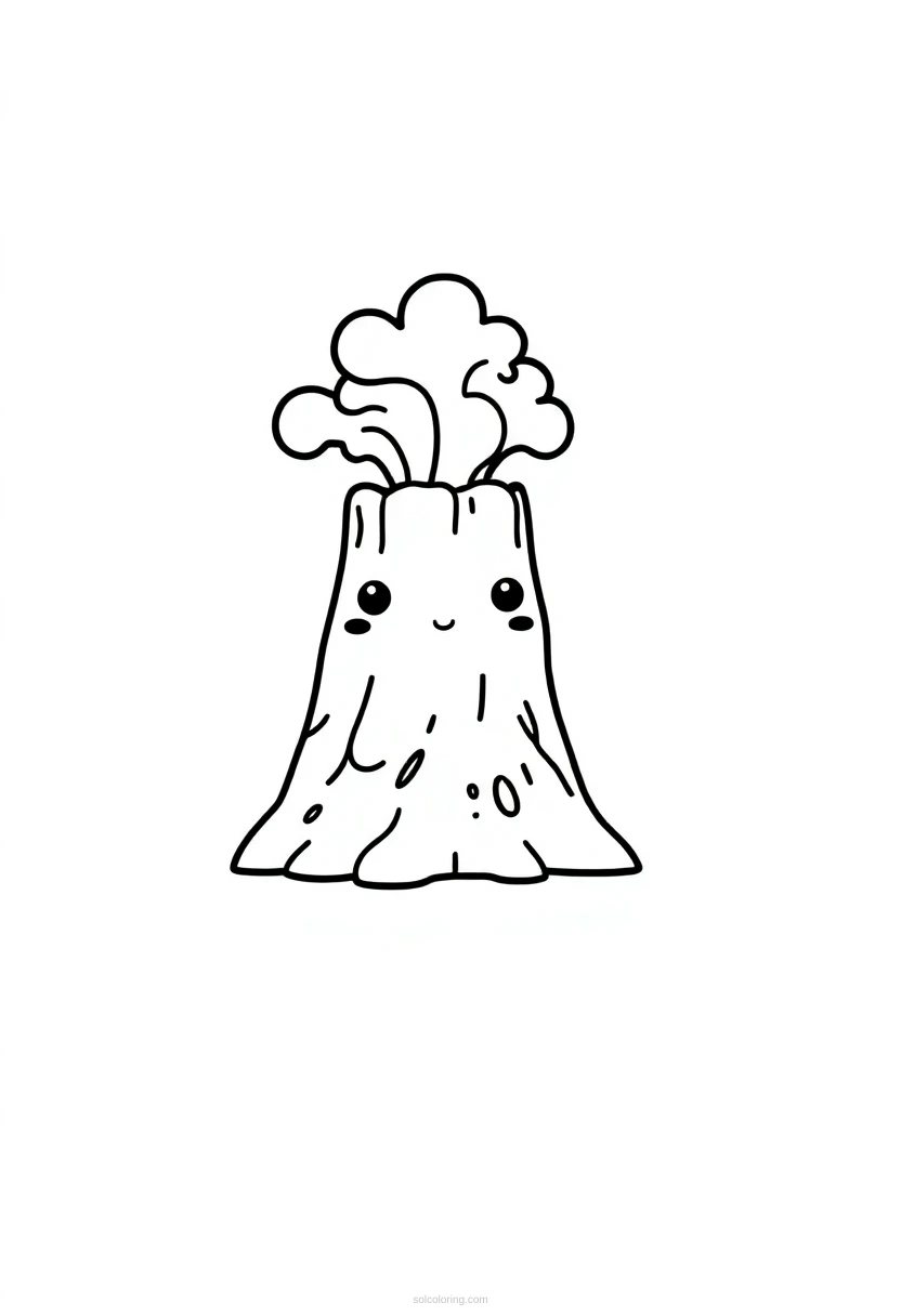 Volcano coloring page for kids