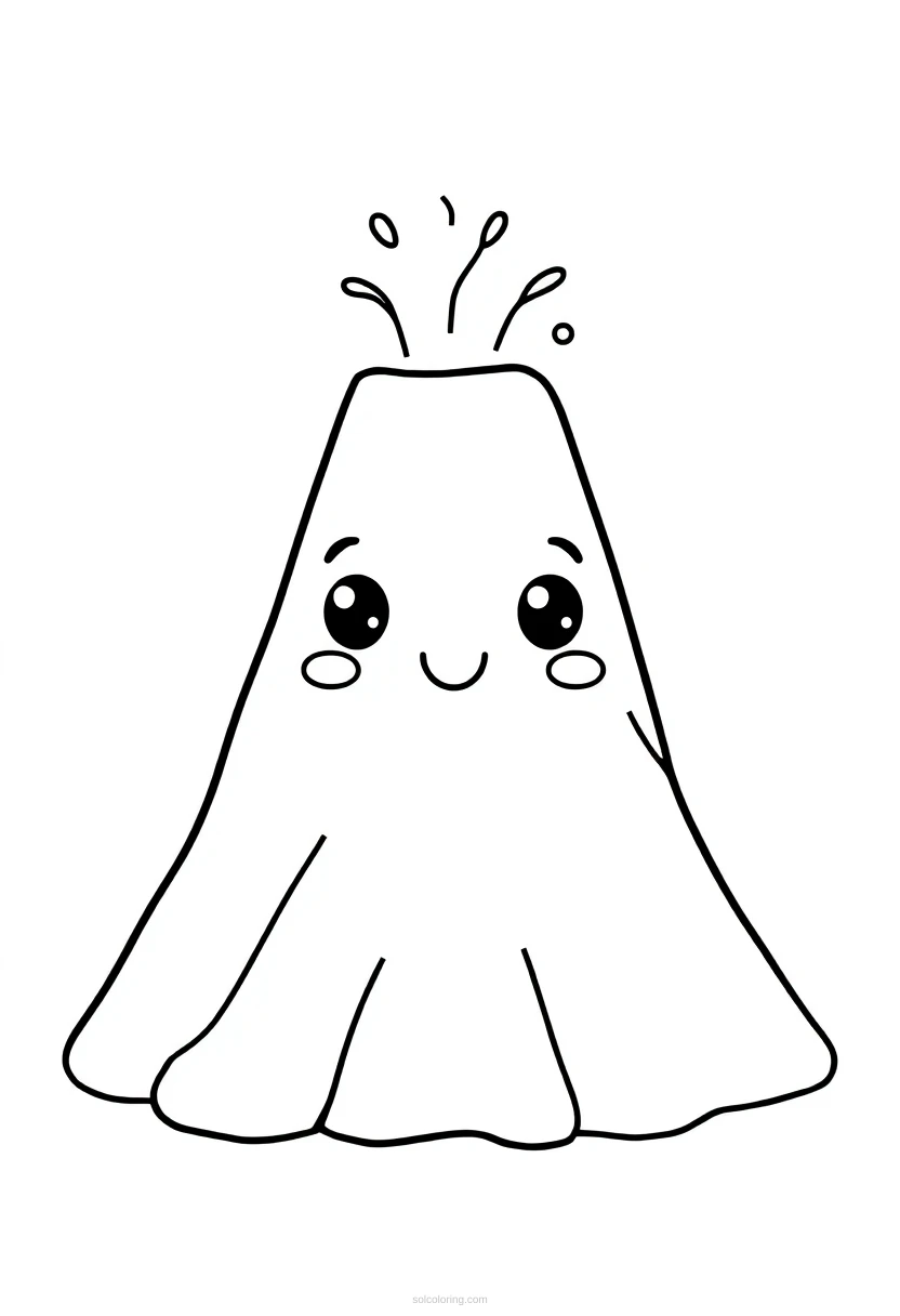 Volcano coloring page for kids