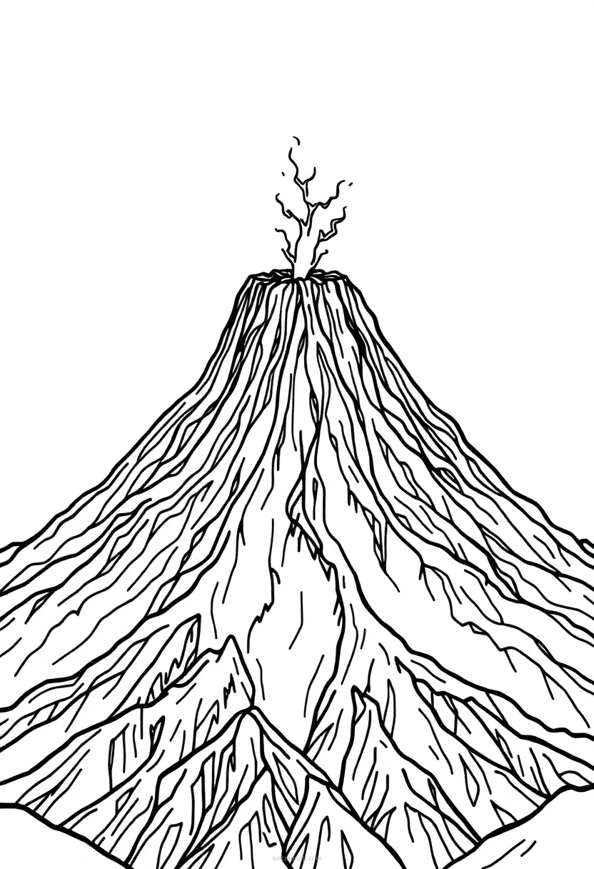 Volcano Simple coloring page for kids