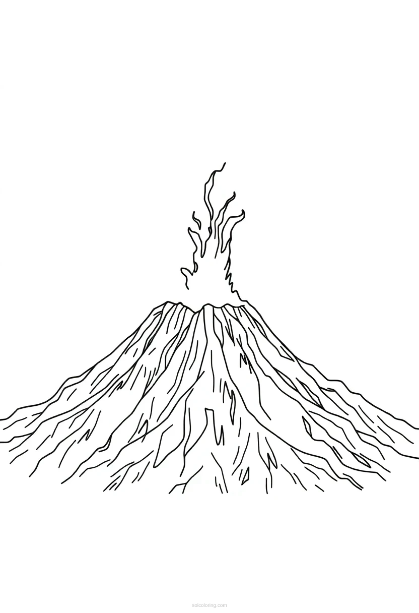 Volcano Simple coloring page for kids