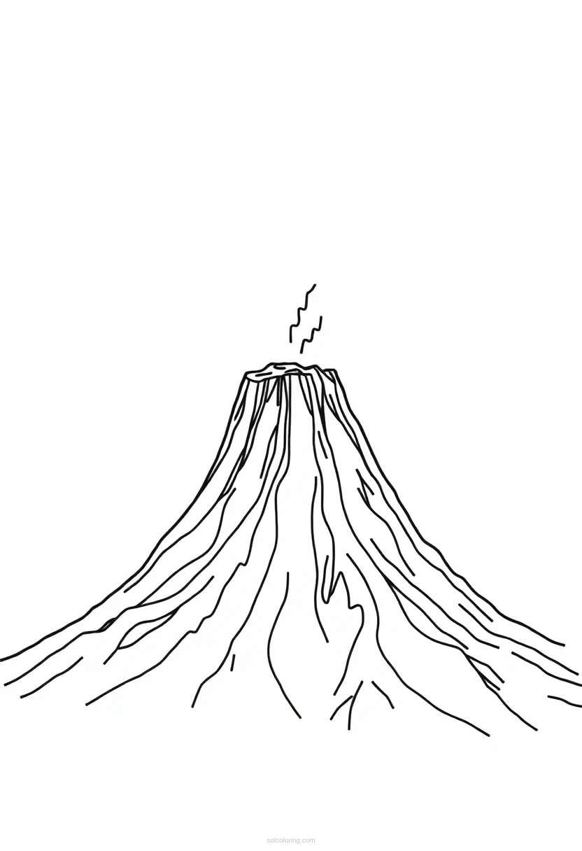 Volcano coloring page for kids