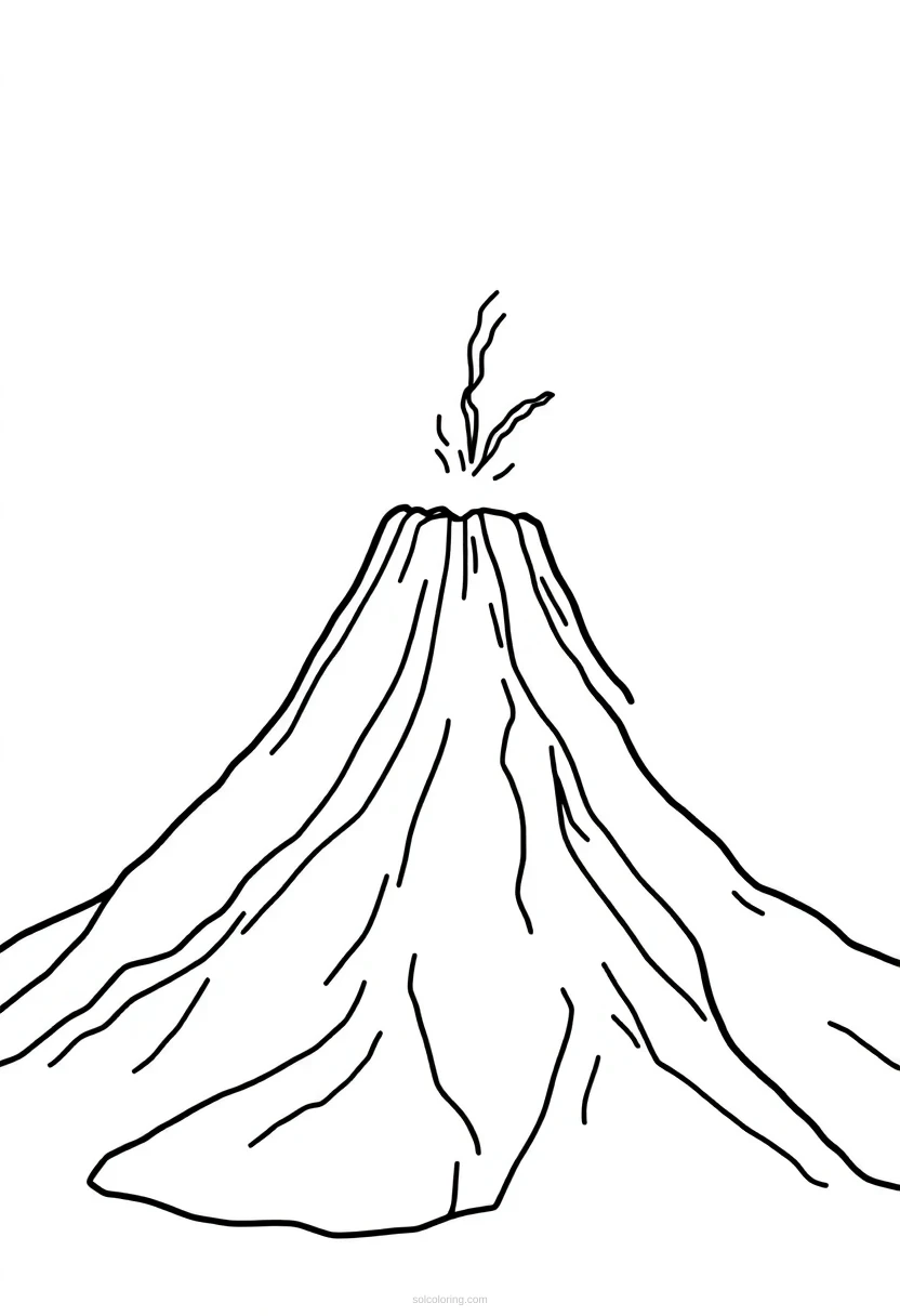 Volcano coloring page for kids